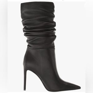 Black faux leather scrunch ankle boots. Size US 6.